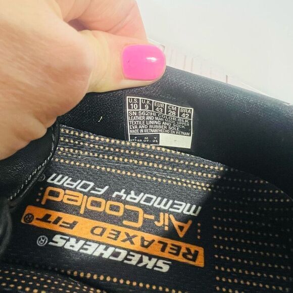 Skechers Black Leather Mocassin  Air-Cooled Memory Foam Shoes - Picture 6 of 8